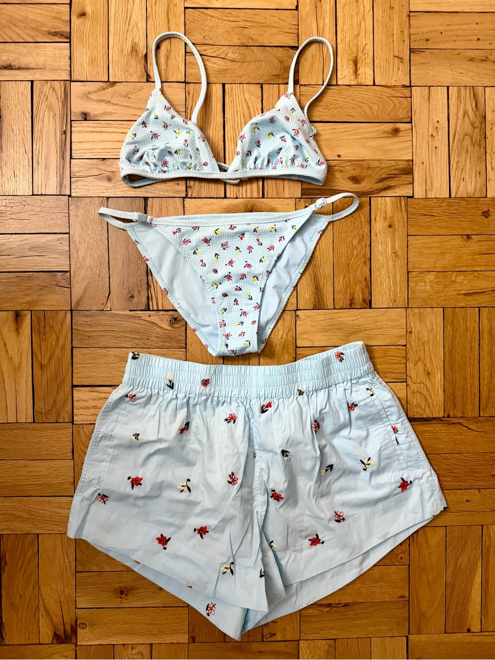 Light Blue Floral Triangle Bralette & Set from SOLID & STRIPED